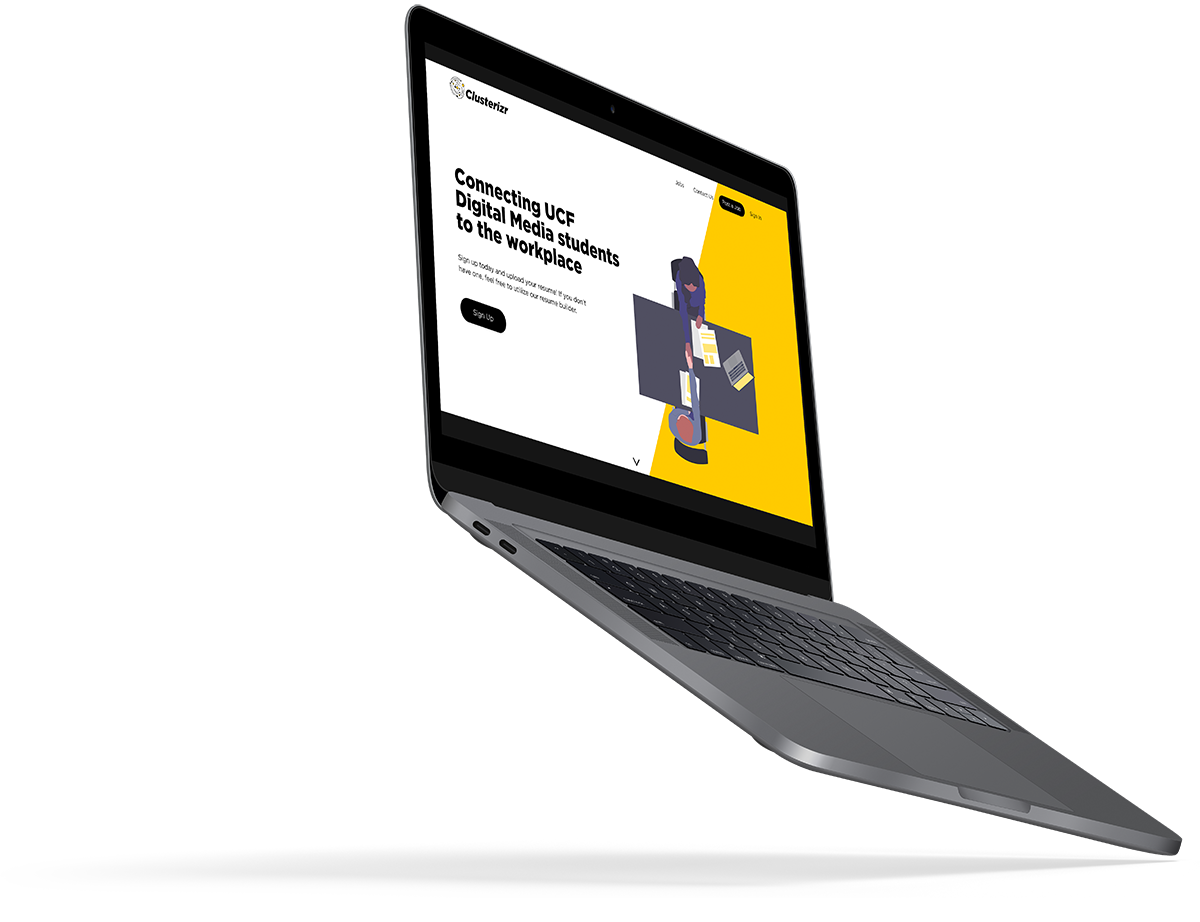 Clusterizr home page mockup